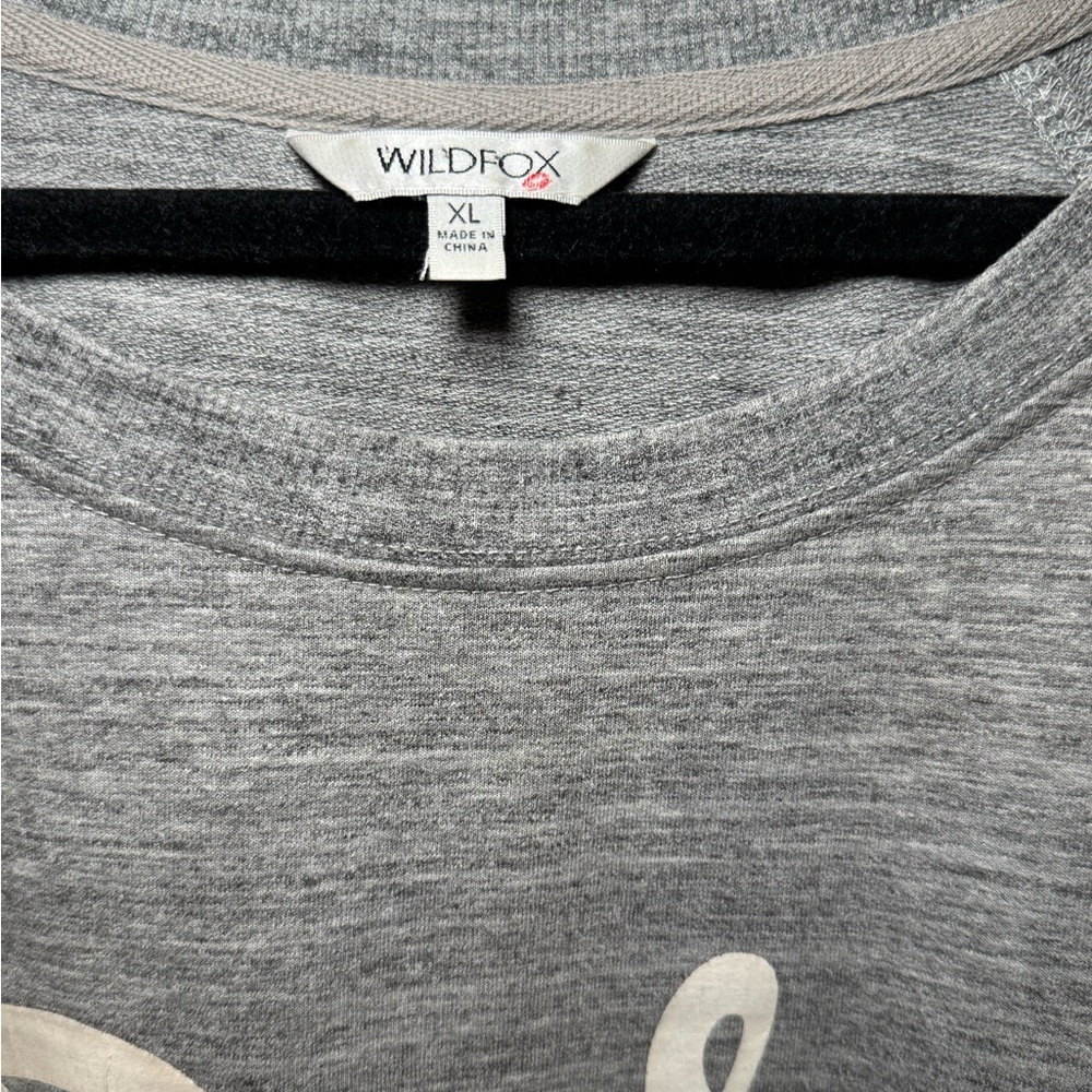 Wildfox Heather Gray Oversized Crewneck Sweatshirt Pour Favor Graphic - Picture 8 of 8